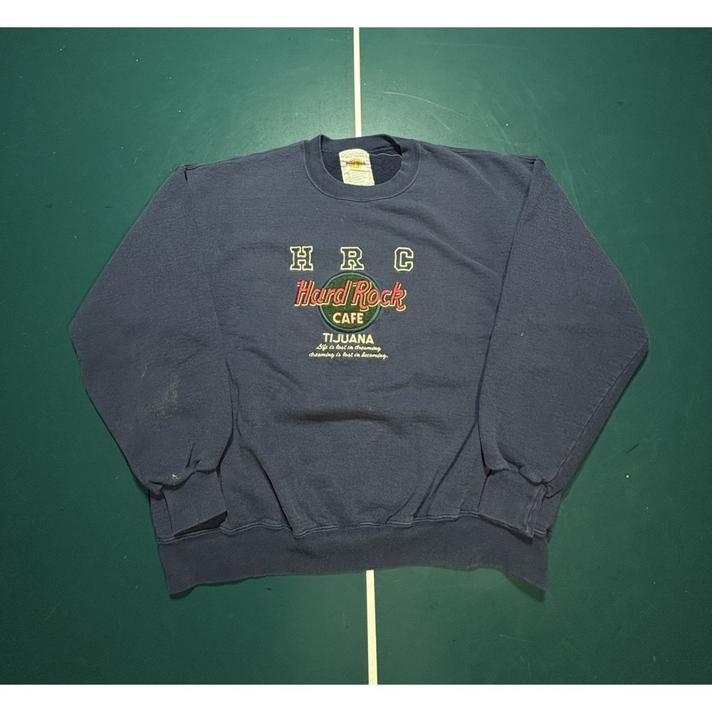 Vintage Hard Rock Cafe Tijuana Pullover Sweatshirt Crewneck Size XL‎ Faded Blue